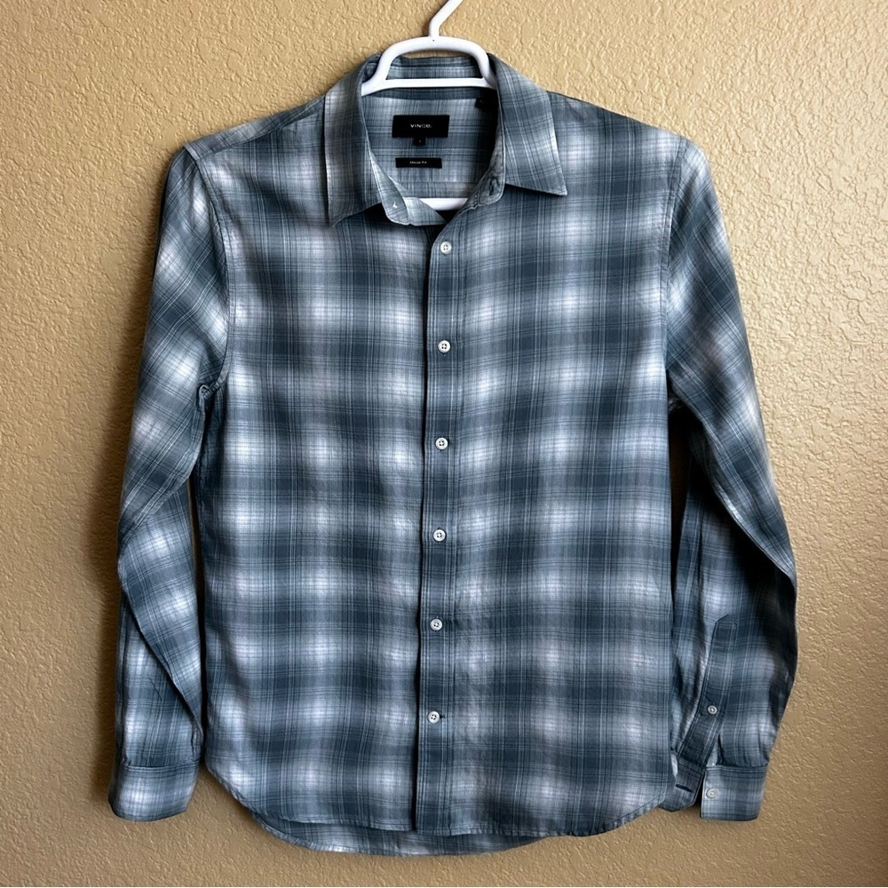 Vince Classic Fit Plaid Long Sleeve Button Down Shirt